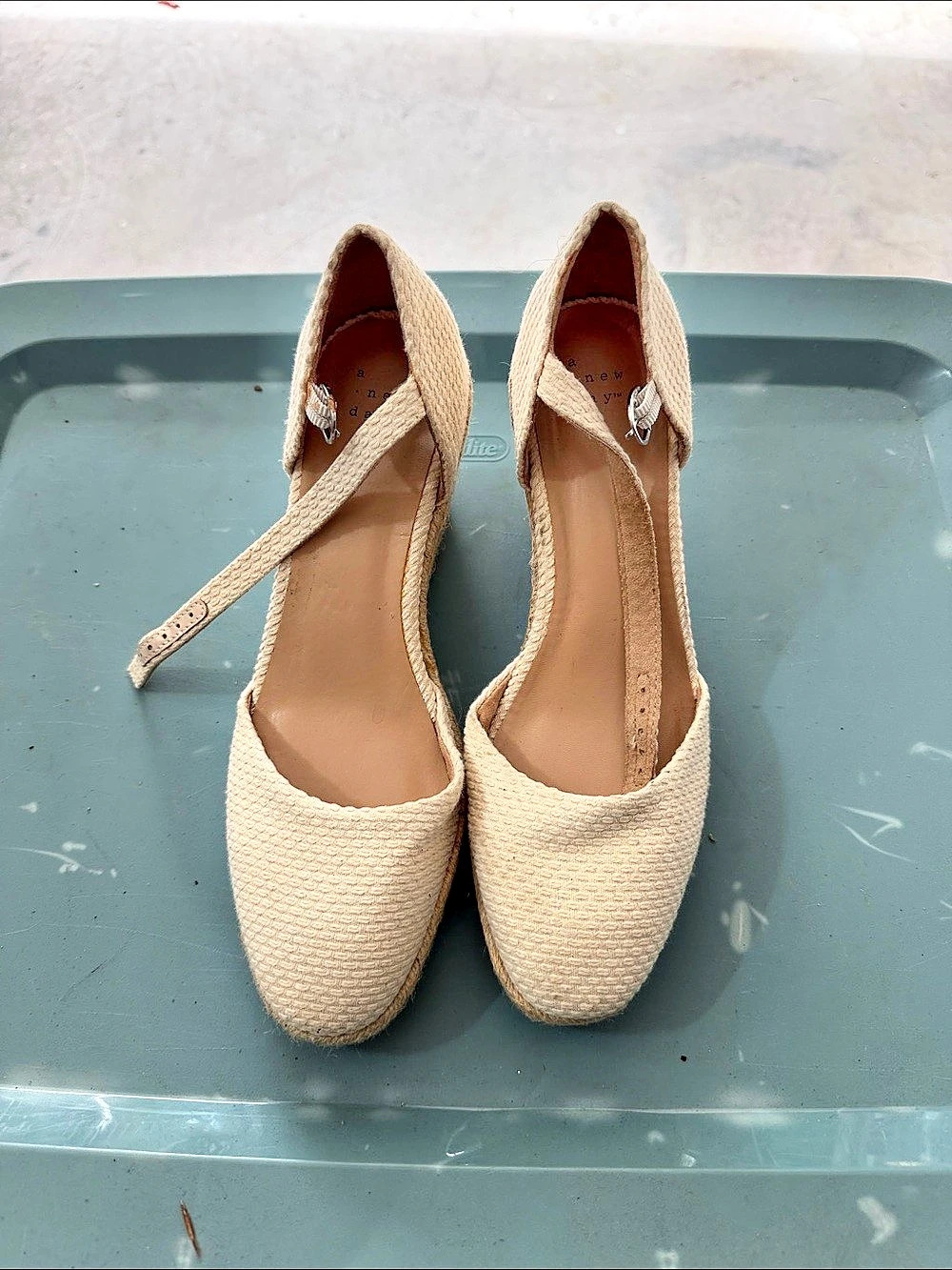 a new day Espadrille Wedge Ankle Strap Shoes in Beige